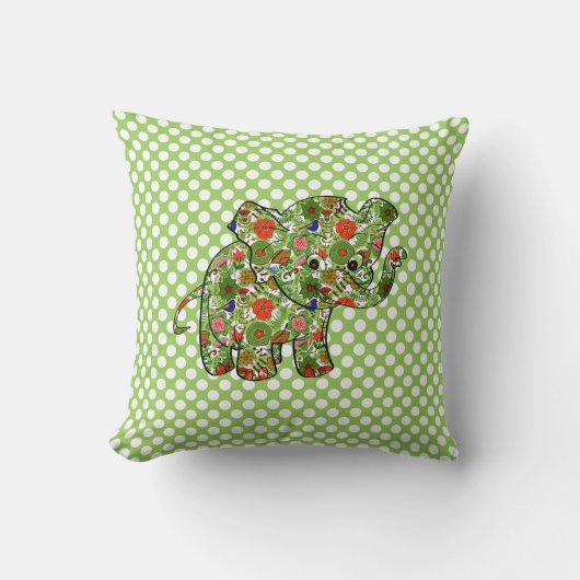 Cute Colorful Floral Baby Elephant Kussen (Voorkant)