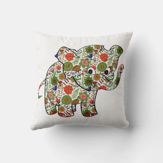 Cute Colorful Floral Baby Elephant Kussen (Achterkant)