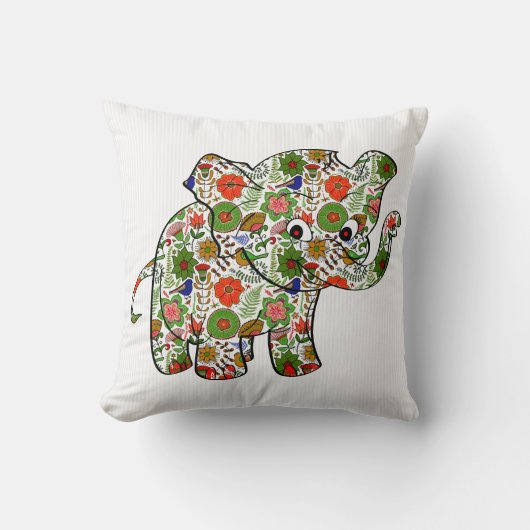 Cute Colorful Floral Baby Elephant Kussen (Voorkant)