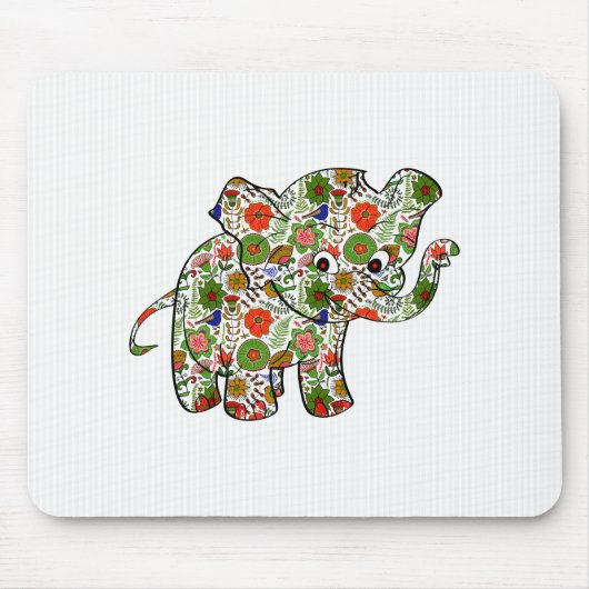 Cute Colorful Floral Baby Elephant Muismat (Voorkant)