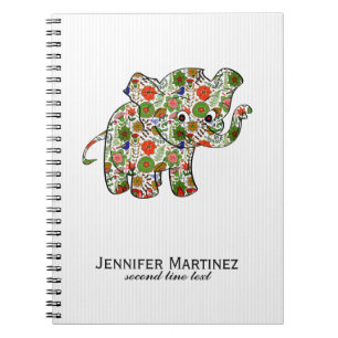 Cute Colorful Floral Baby Elephant Notitieboek