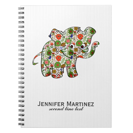 Cute Colorful Floral Baby Elephant Notitieboek (Voorkant)