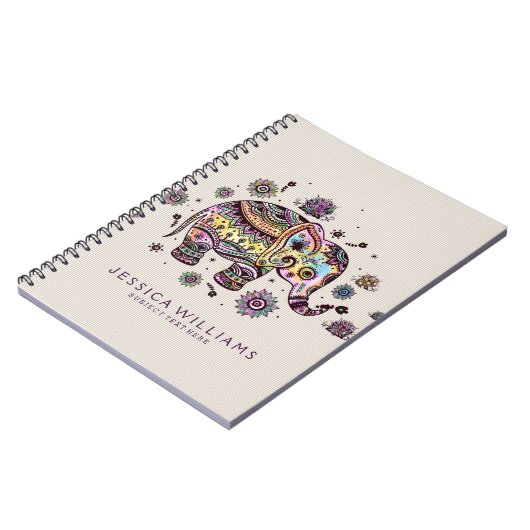 Cute Colorful Floral Baby Elephant Notitieboek (Linkerzijde)