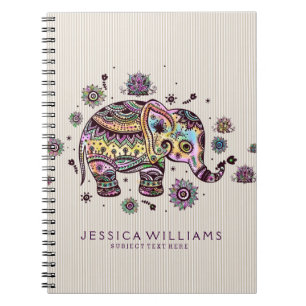 Cute Colorful Floral Baby Elephant Notitieboek