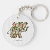 Cute Colorful Floral Baby Elephant Sleutelhanger (Achterkant)