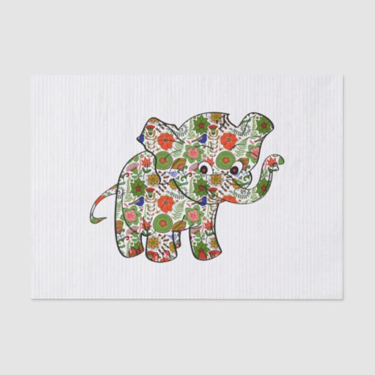 Cute Colorful Floral Baby Elephant Tissuepapier (Voorkant)