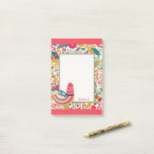 Cute Colorful Floral Bird Post-it® Notes (Op bureau)
