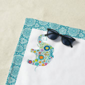 Cute Colorful Floral Elephant Illustratie Strandlaken (In situ)