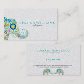 Cute Colorful Floral Elephant Visitekaartje (Voorkant / Achterkant)