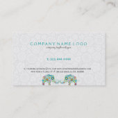 Cute Colorful Floral Elephant Visitekaartje (Achterkant)