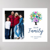 Cute Colorful Floral Family Tree Poster (Voorkant)