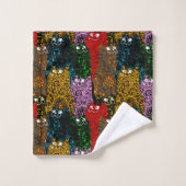 Cute & Colorful Floral Happy Cats Bad Handdoek (Wasdoekje)