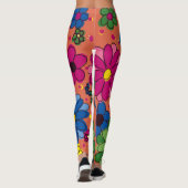 Cute Colorful Floral Oranje Leggings (Achterkant)