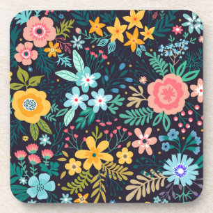 Cute Colorful Floral Pattern Bier Onderzetter