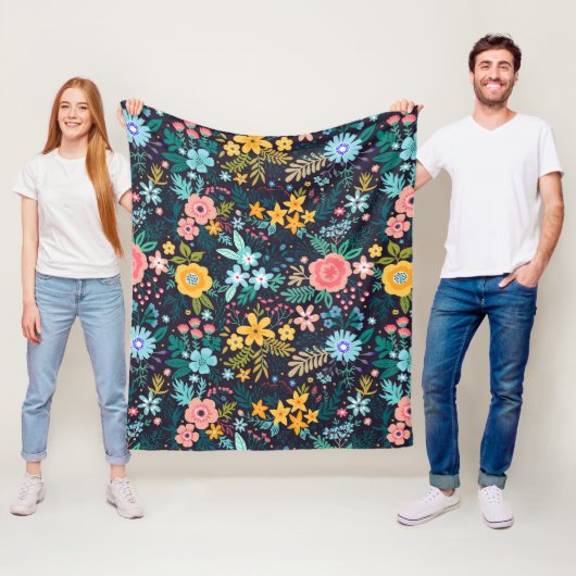 Cute Colorful Floral Pattern Fleece Deken (In situ)