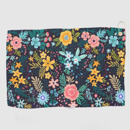 Cute Colorful Floral Pattern Golfhanddoek (Horizontaal)