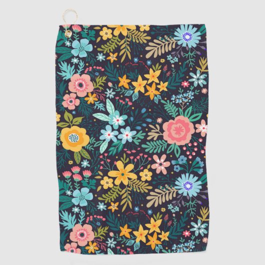 Cute Colorful Floral Pattern Golfhanddoek (Voorkant)