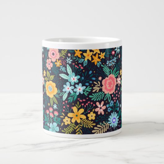 Cute Colorful Floral Pattern Grote Koffiekop (Voorkant)