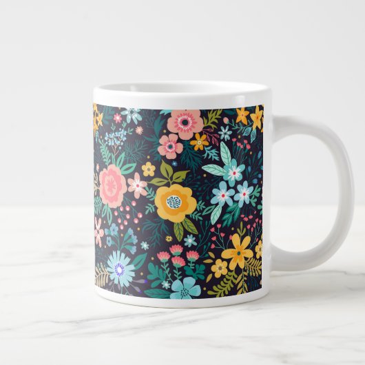 Cute Colorful Floral Pattern Grote Koffiekop (Rechts)