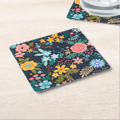 Cute Colorful Floral Pattern Kartonnen Onderzetters (Schuin)