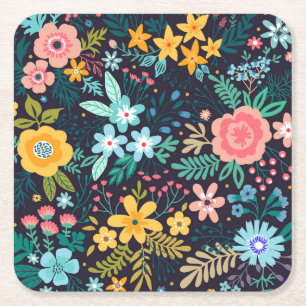 Cute Colorful Floral Pattern Kartonnen Onderzetters