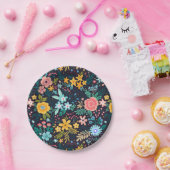 Cute Colorful Floral Pattern Papieren Bordje (Feest)