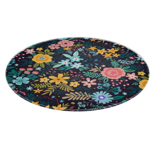 Cute Colorful Floral Pattern Snijplank (Hoek)