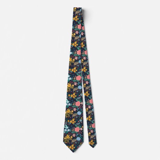 Cute Colorful Floral Pattern Stropdas (Voorkant)