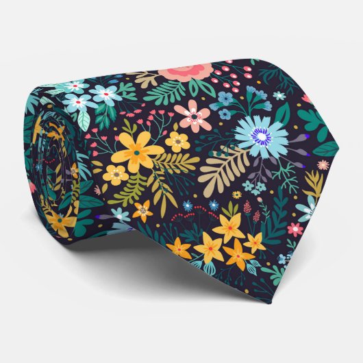 Cute Colorful Floral Pattern Stropdas (Opgerold)