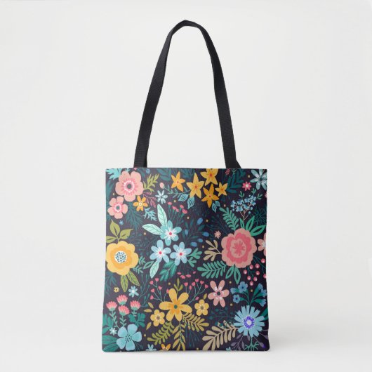 Cute Colorful Floral Pattern Tote Bag (Voorkant)
