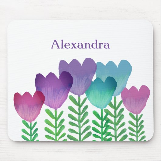 Cute Colorful Floral Waterverf Custom Muismat (Voorkant)