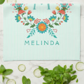 Cute Colorful Floral Wreath Theedoek (Gevouwen)