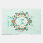 Cute Colorful Floral Wreath Theedoek (Horizontaal)