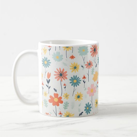 Cute Colorful Flower Pattern Koffiemok (Links)