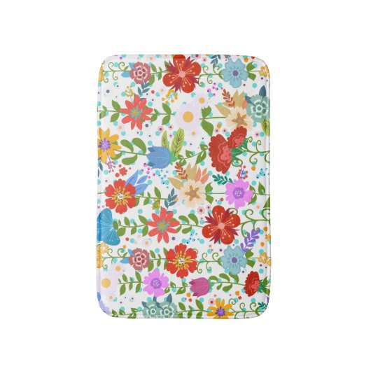 Cute Colorful Flowers Badmat (Voorkant Verticaal)