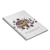 Cute Colorful Flowers Elephant Illustratie Notitieboek (Rechterzijde)