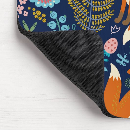 Cute Colorful Flowers & Foxes Pattern Muismat (Hoek)