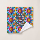 Cute Colorful Flowers Pattern Bad Handdoek (Wasdoekje)