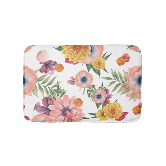 Cute Colorful Flowers Pattern Badmat (Voorkant)