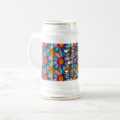 Cute Colorful Flowers Pattern Bierpul (Voorkant links)
