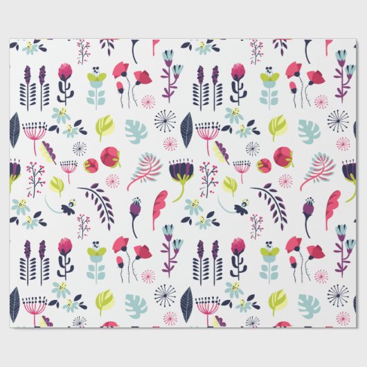 Cute Colorful Flowers Pattern Cadeaupapier (Vlak)