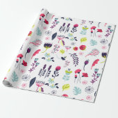 Cute Colorful Flowers Pattern Cadeaupapier (Uitgerold)