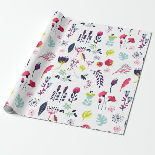 Cute Colorful Flowers Pattern Cadeaupapier