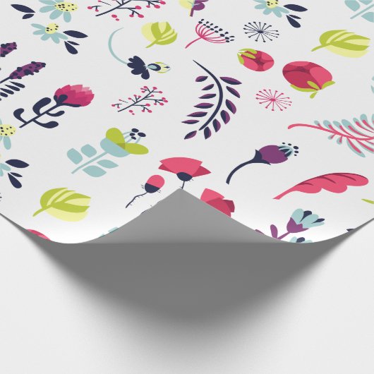 Cute Colorful Flowers Pattern Cadeaupapier (Hoek)