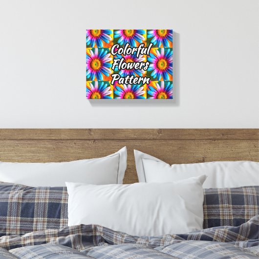 Cute Colorful Flowers Pattern Canvas Afdruk (Insitu (Slaapkamer))
