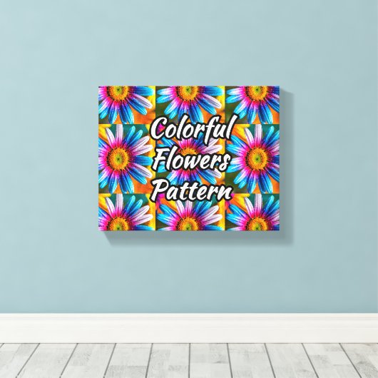 Cute Colorful Flowers Pattern Canvas Afdruk (Insitu (Houten vloer))
