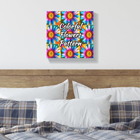 Cute Colorful Flowers Pattern Canvas Afdruk (Insitu (Slaapkamer))