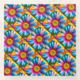 Cute Colorful Flowers Pattern Glazen Onderzetter