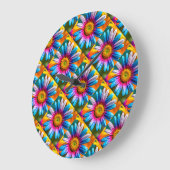 Cute Colorful Flowers Pattern Grote Klok (Hoek)