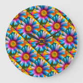 Cute Colorful Flowers Pattern Grote Klok (Voorkant)